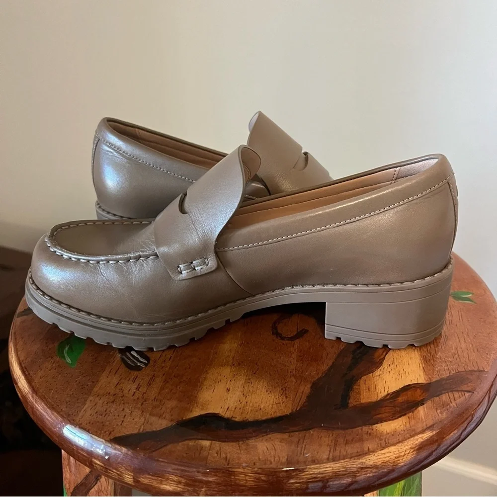 Cole Haan Slip On Leather Loafers w/ Chunky Heel - Picture 6 of 8